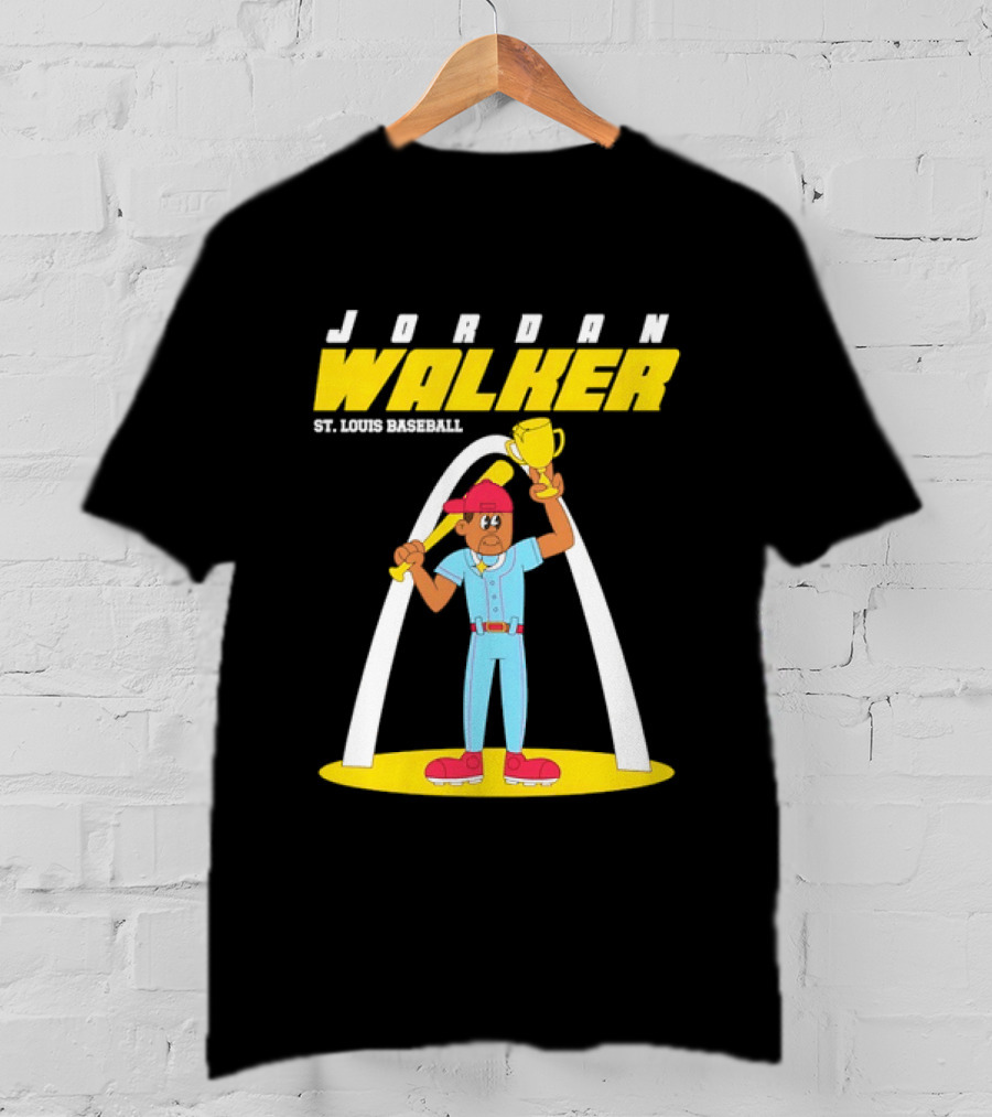 Jordan Walker St. Louis Baseball Cartoon Player Trophy Arch T-Shirt