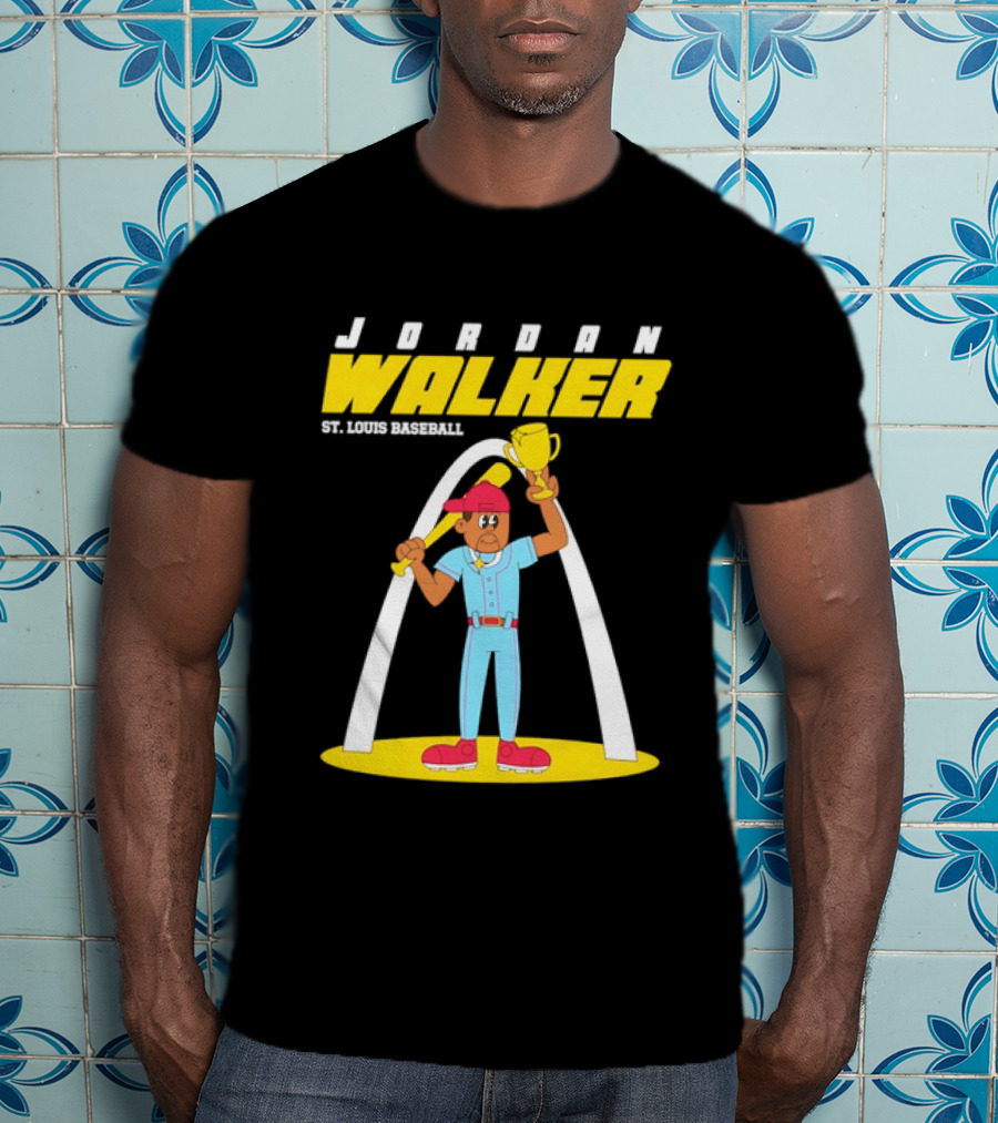 Jordan Walker St. Louis Baseball Cartoon Player Trophy Arch T-Shirt