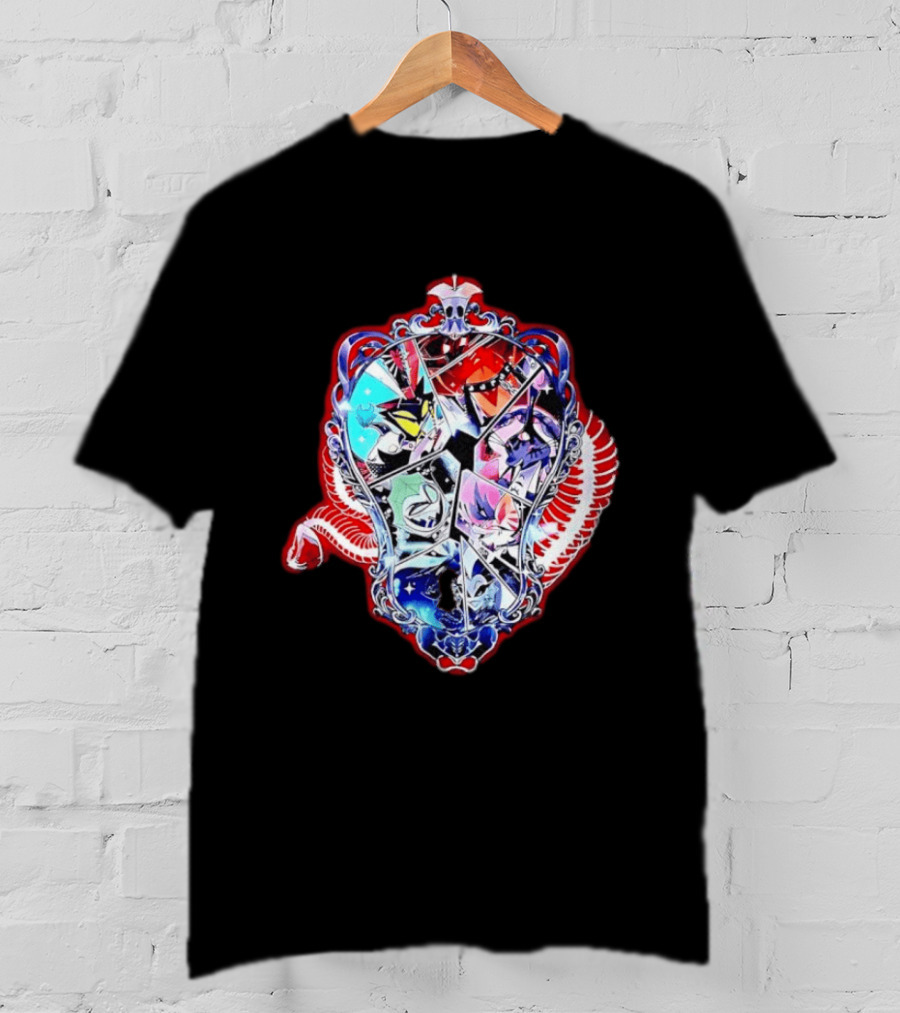 Vees Vox Valentino Velvet Overlord Hazbin Hotel Characters Stained Glass T-Shirt