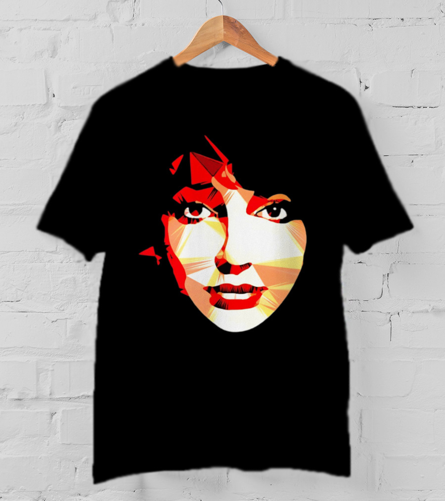 Kate Bush Geometric Pop Singer Red Orange Faceted T-Shirt