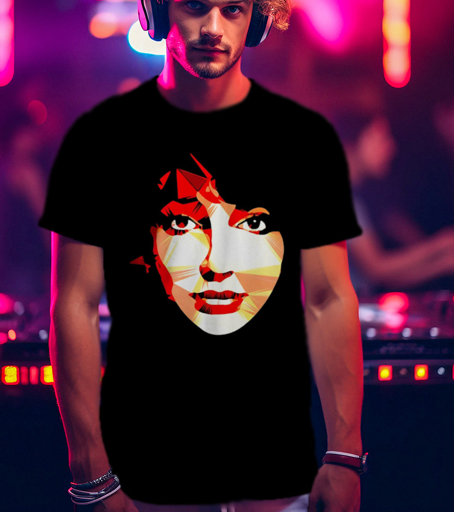 Kate Bush Geometric Pop Singer Red Orange Faceted T-Shirt
