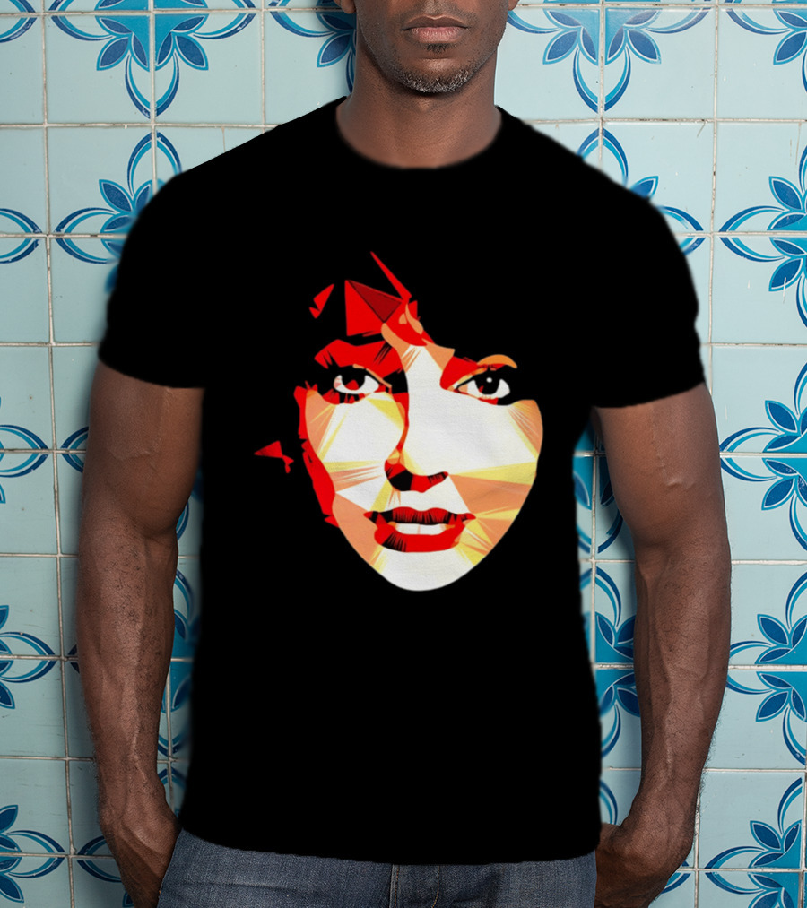 Kate Bush Geometric Pop Singer Red Orange Faceted T-Shirt