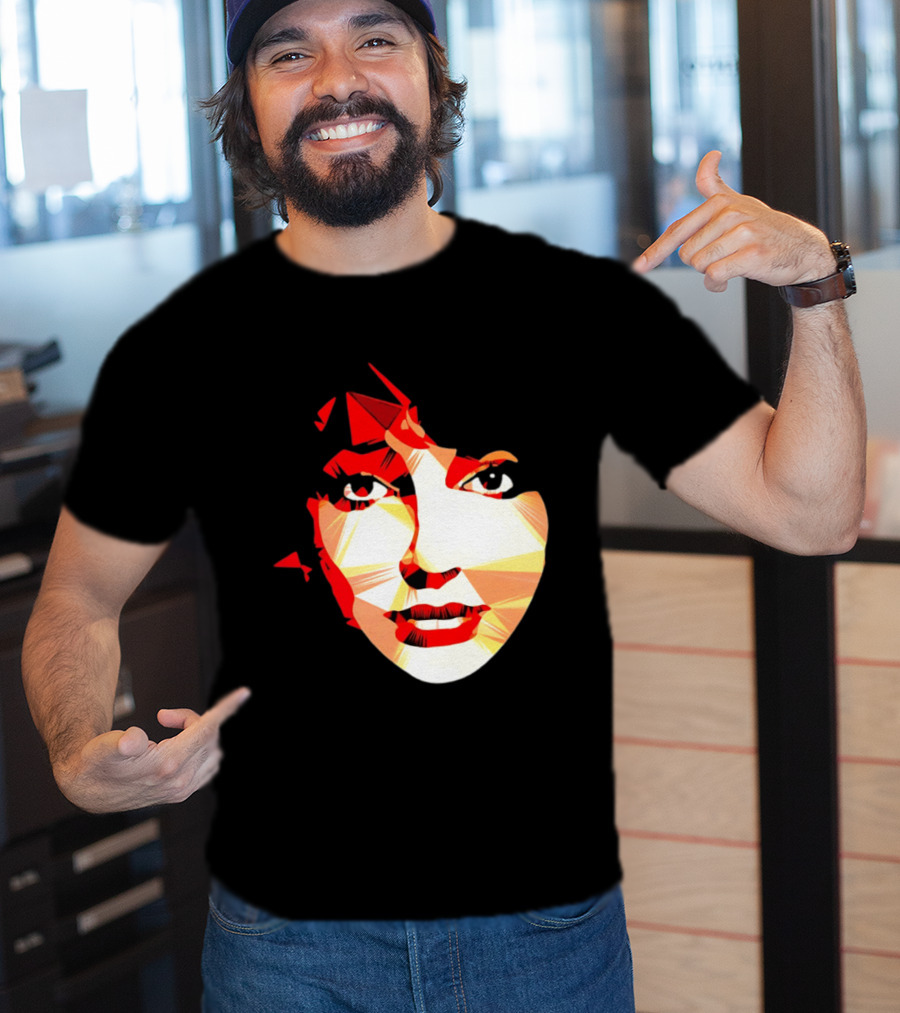 Kate Bush Geometric Pop Singer Red Orange Faceted T-Shirt