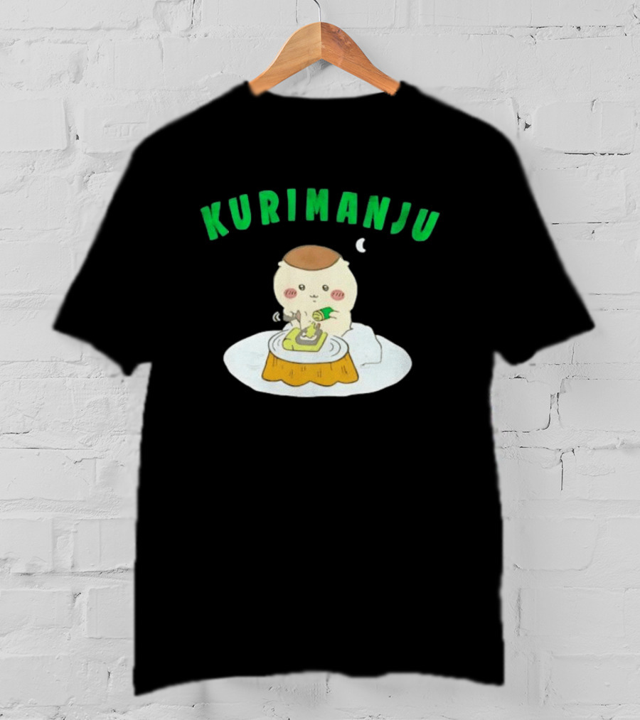 Kurimanju Chiikawa Eating At Night On Tree Stump T-Shirt