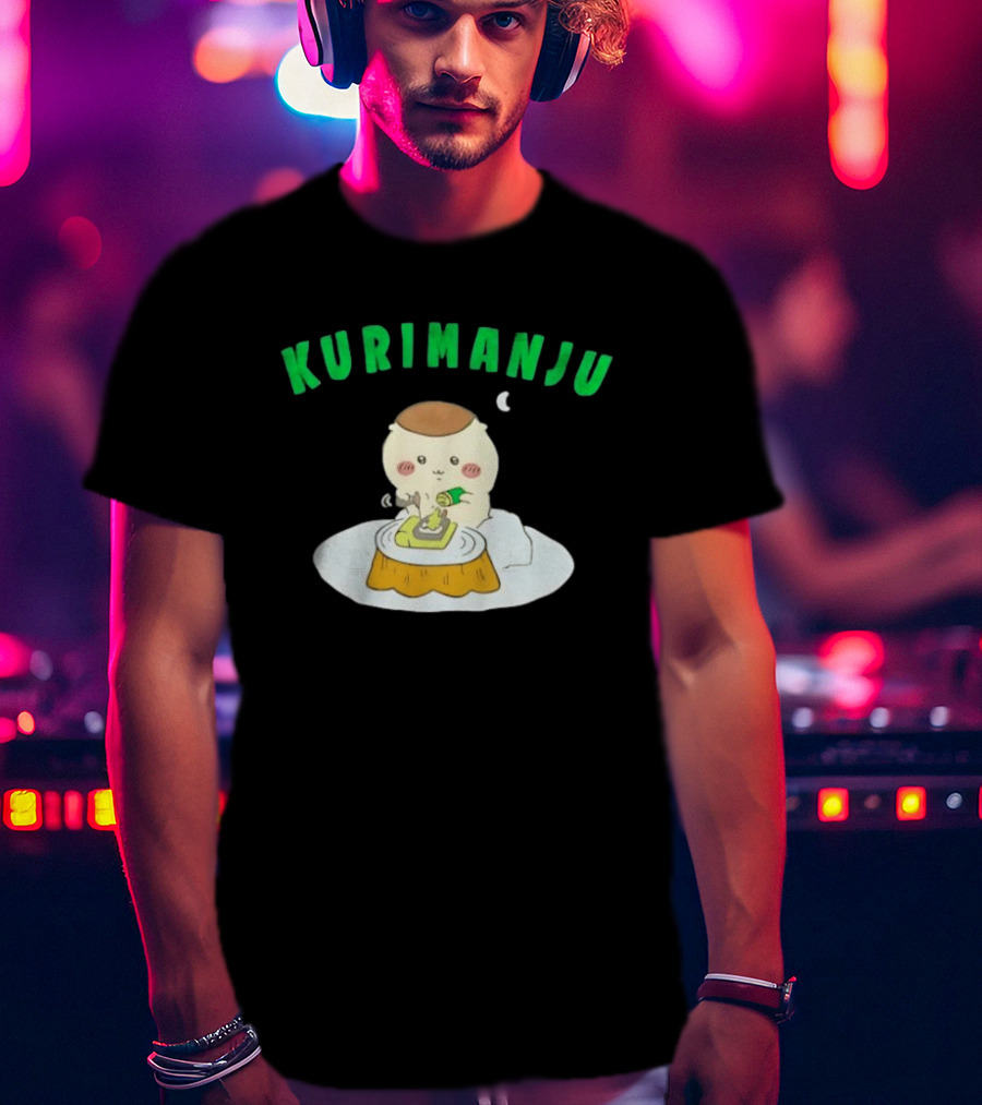Kurimanju Chiikawa Eating At Night On Tree Stump T-Shirt