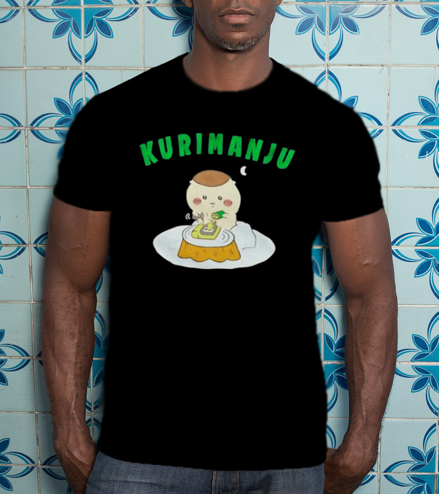 Kurimanju Chiikawa Eating At Night On Tree Stump T-Shirt
