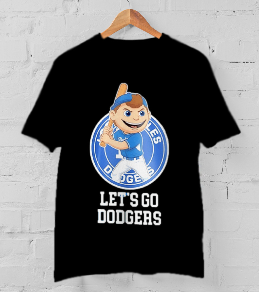 Los Angeles Dodgers Let's Go Dodgers Cartoon Character Baseball Bat T-Shirt