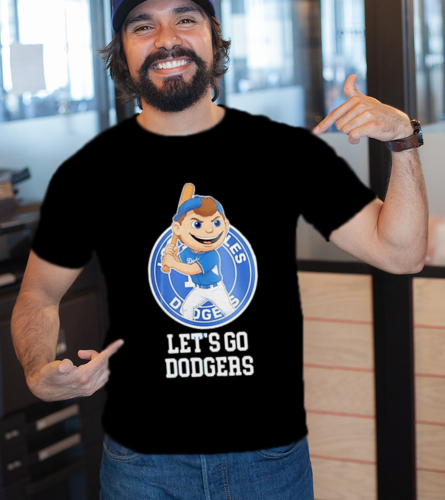 Los Angeles Dodgers Let's Go Dodgers Cartoon Character Baseball Bat T-Shirt
