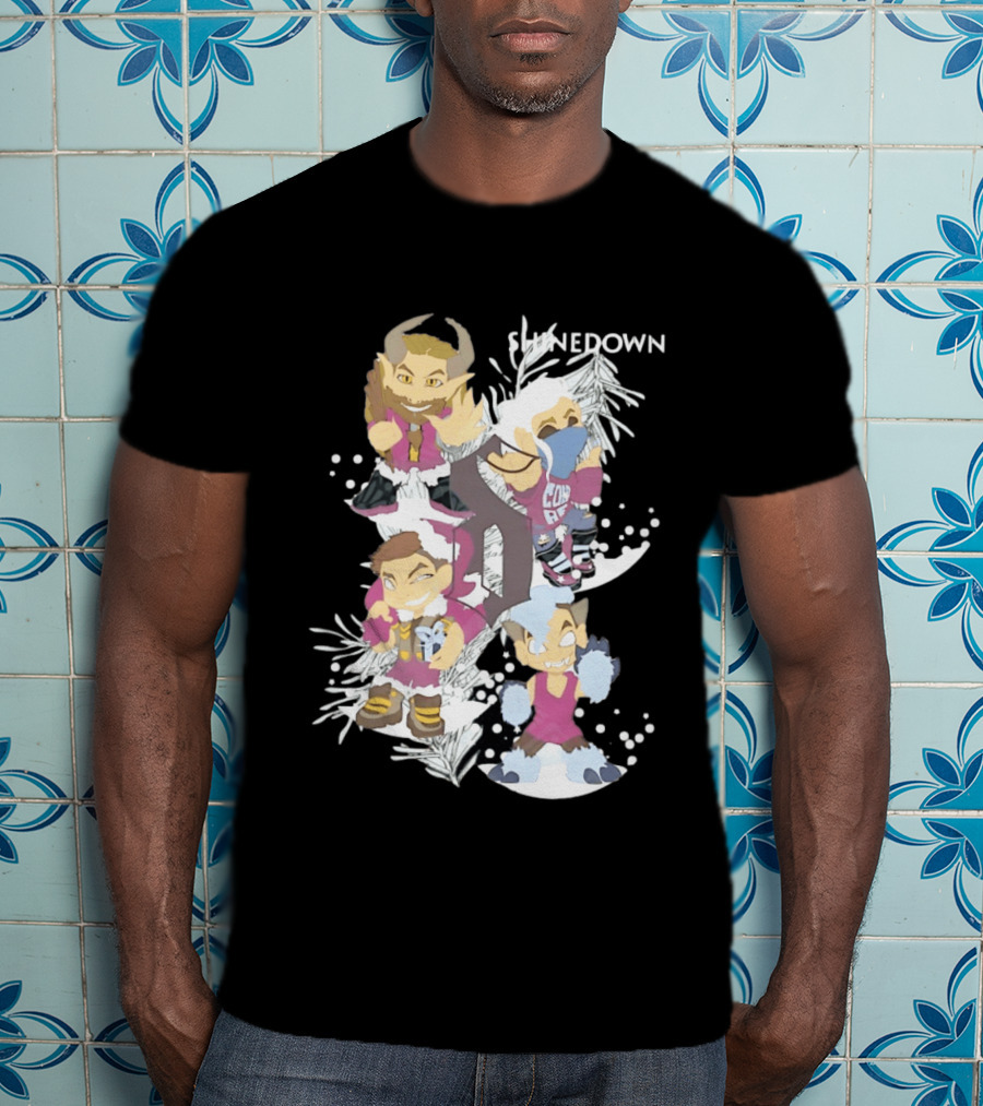 Shinedown Chibi Band Members Holiday Christmas Decor T-Shirt