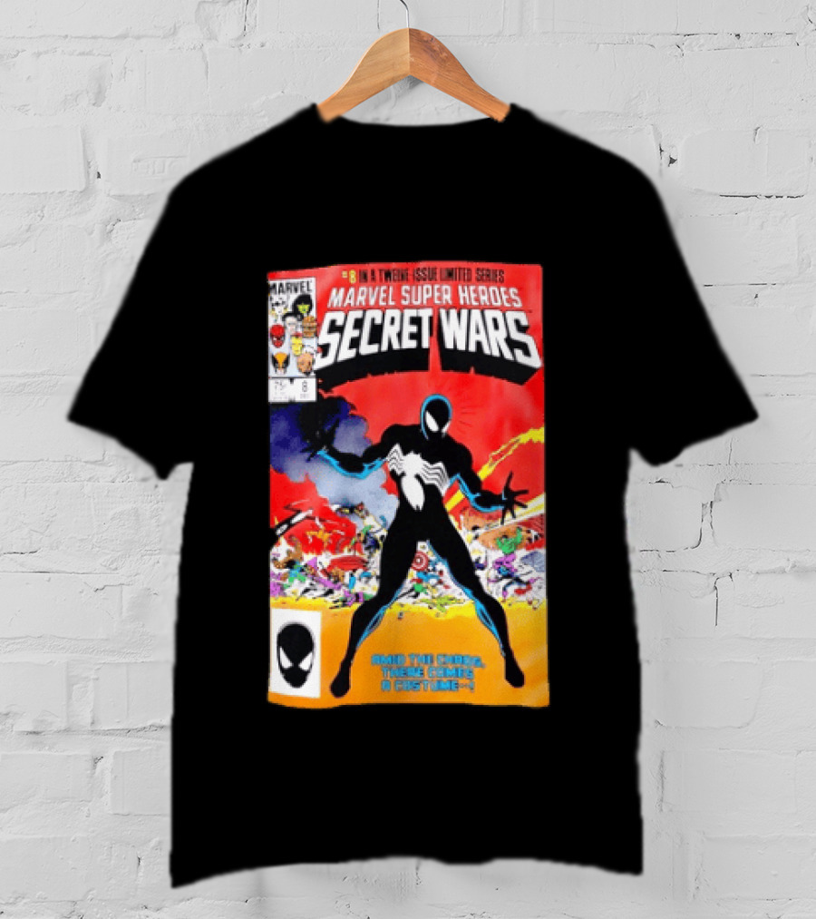 Marvel Super Heroes Secret Wars Issue 8 Spider Man Black Suit Comic Cover T-Shirt