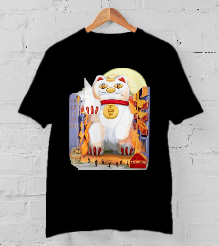 TGF Lucky Cat Maneki Neko Giant Cat City Destruction T-Shirt