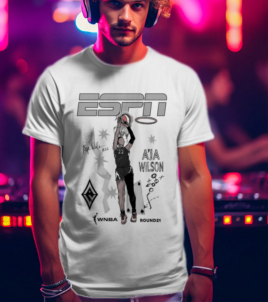 A'ja Wilson Las Vegas Aces ESPN Round21 Player T-Shirt