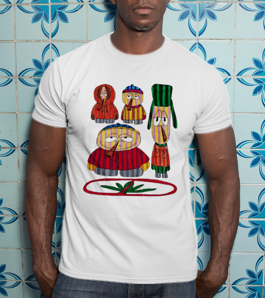 Cartman Stan Kyle Kenny South Park Characters Smoking No Weed Prohibition T-Shirt