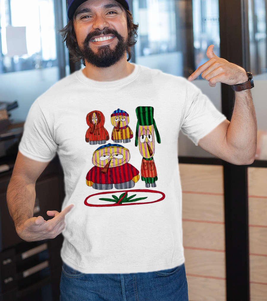 Cartman Stan Kyle Kenny South Park Characters Smoking No Weed Prohibition T-Shirt