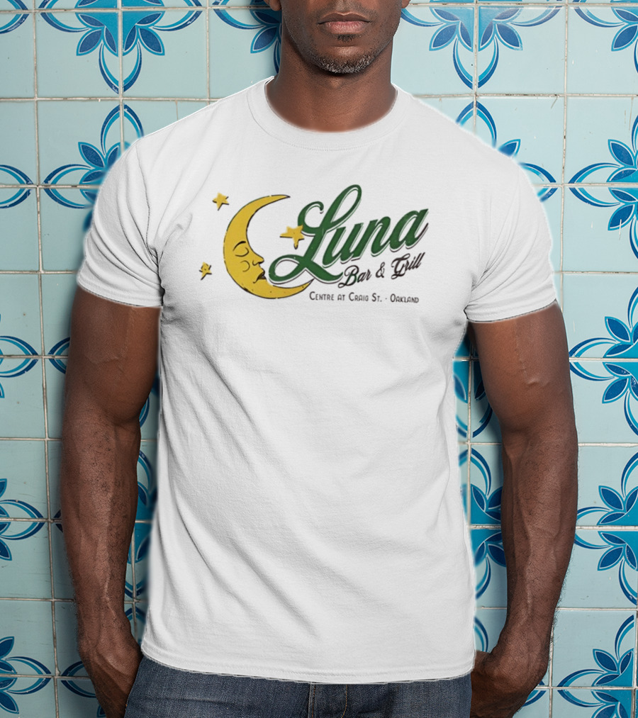 Luna Bar And Grill Centre At Craig St Oakland Moon And Stars T-Shirt