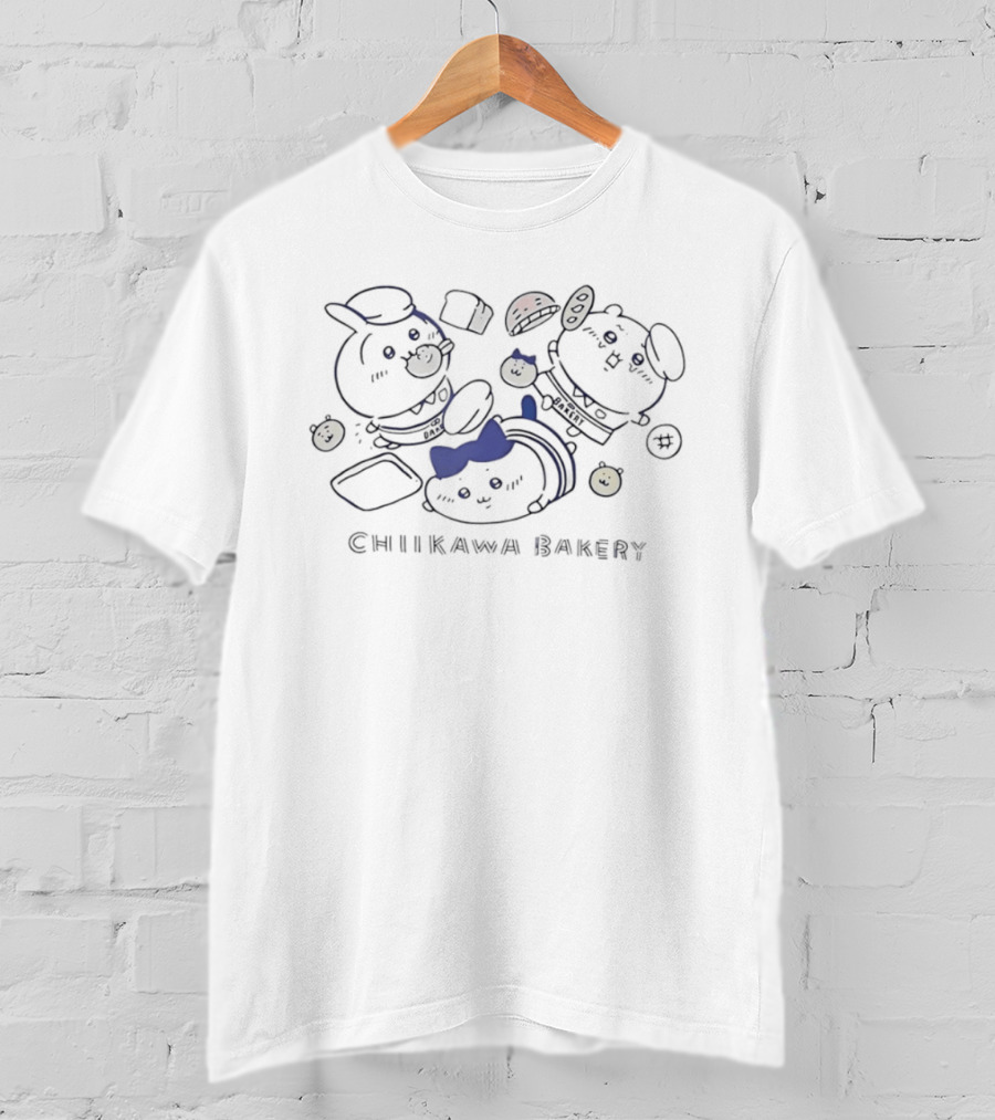 Chiikawa Bakery Kawaii Anime Characters With Pastry Accessories T-Shirt