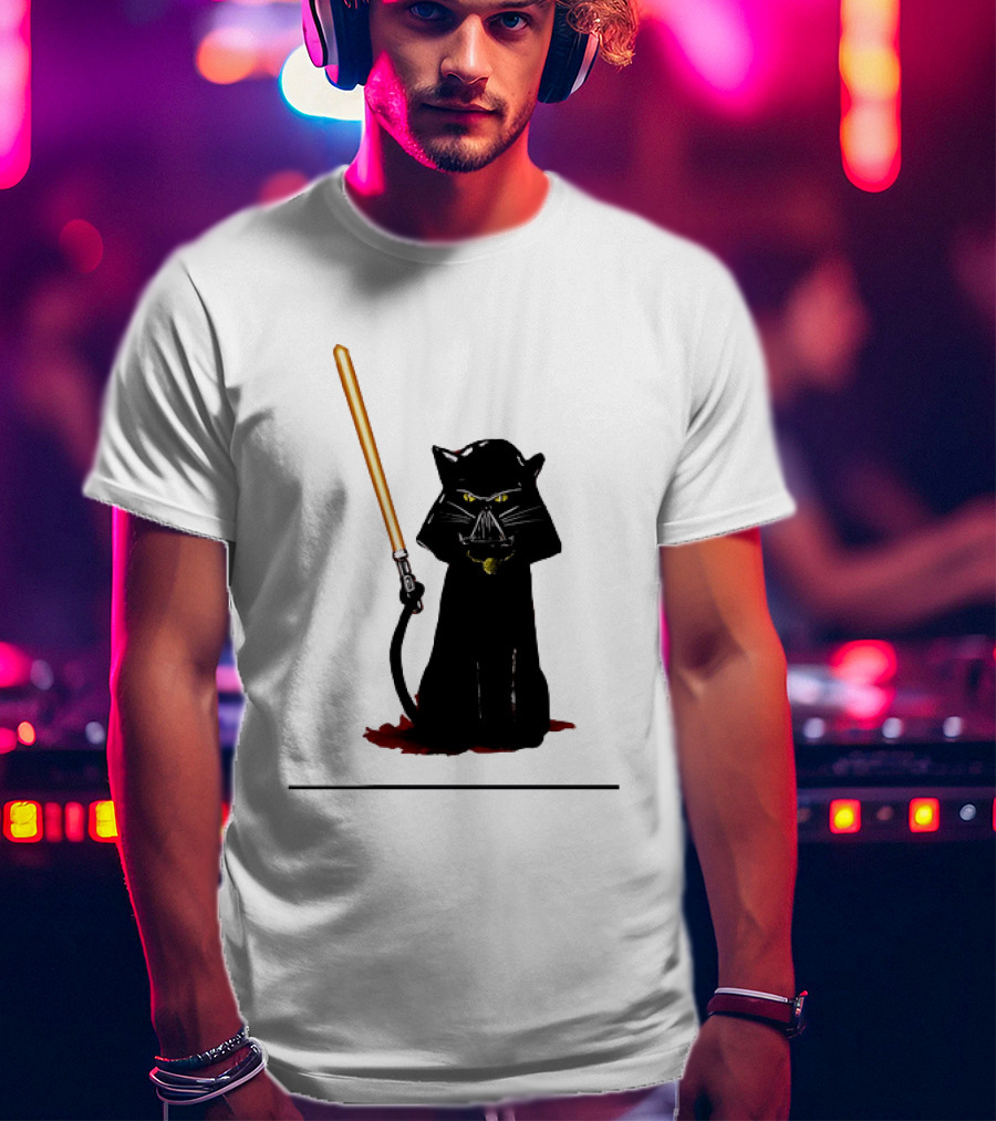 Darth Vader Cat Lightsaber Star Wars T-Shirt