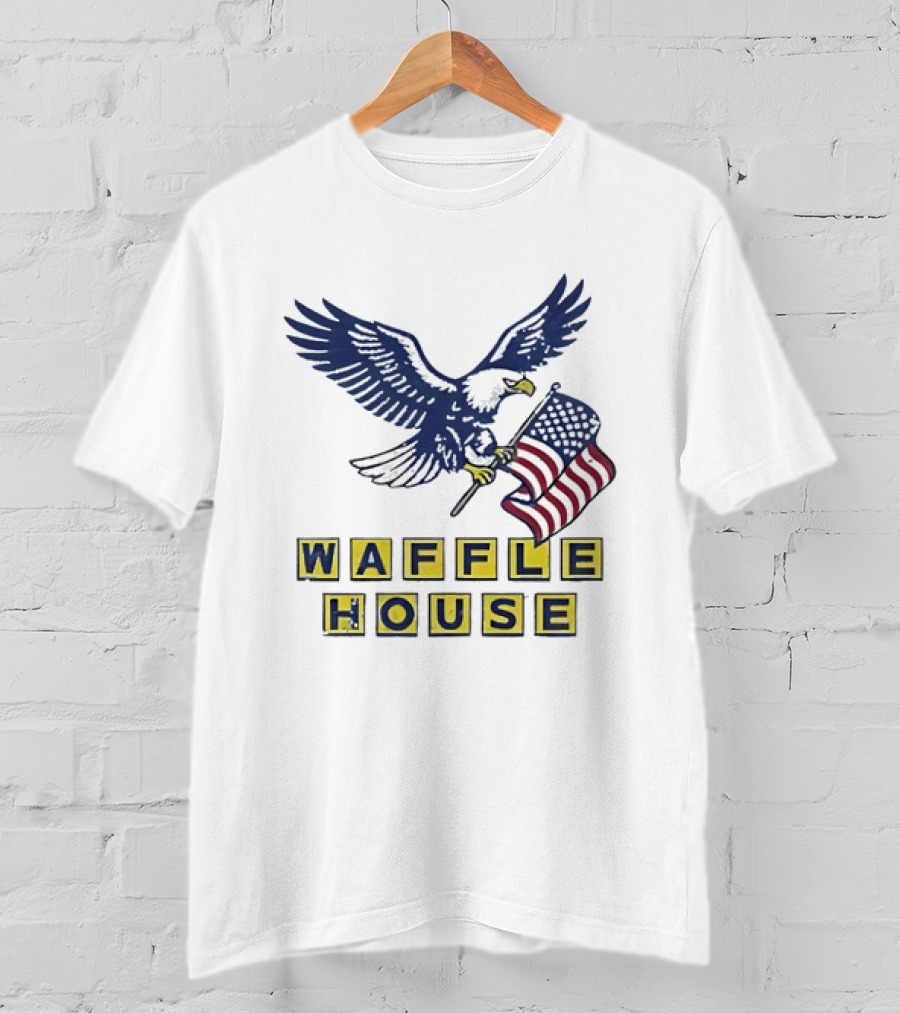 Waffle House Eagle Holding American Flag T-Shirt