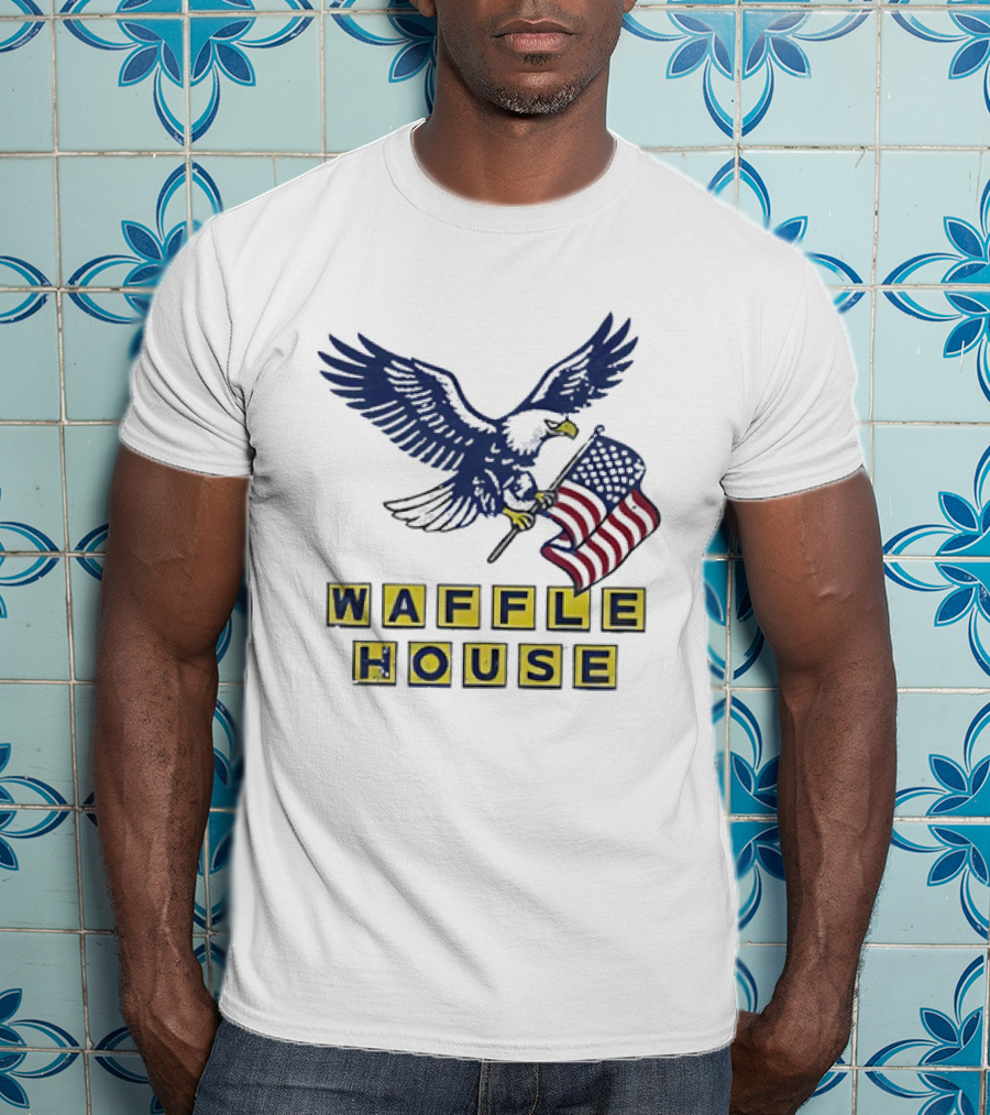 Waffle House Eagle Holding American Flag T-Shirt