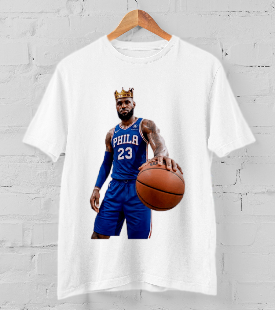 LeBron James King Crown Dribbling Philadelphia 76ers Basketball Player 23 Phila T-Shirt
