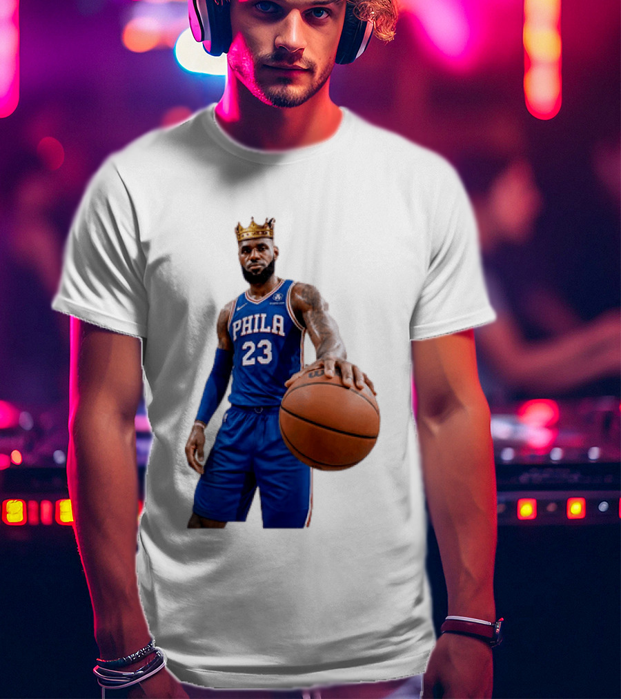 LeBron James King Crown Dribbling Philadelphia 76ers Basketball Player 23 Phila T-Shirt