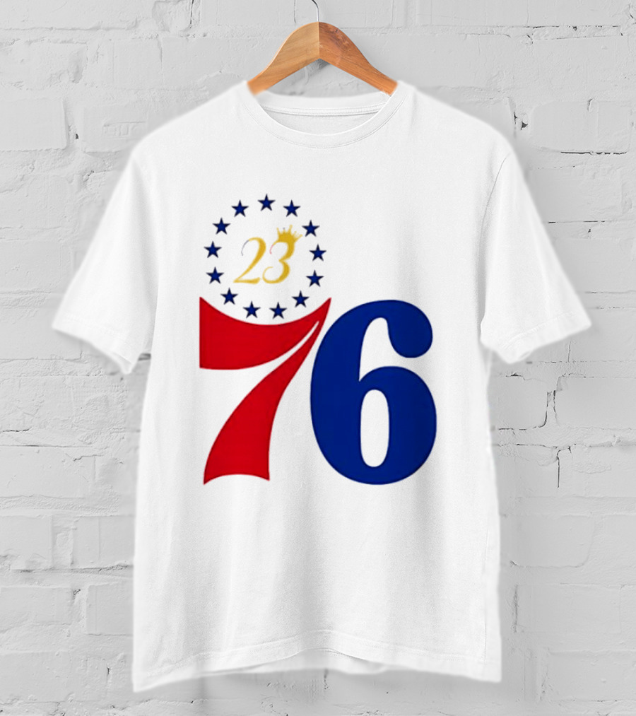 LeBron James 23 Philadelphia 76ers Inspired Number Stars T-Shirt