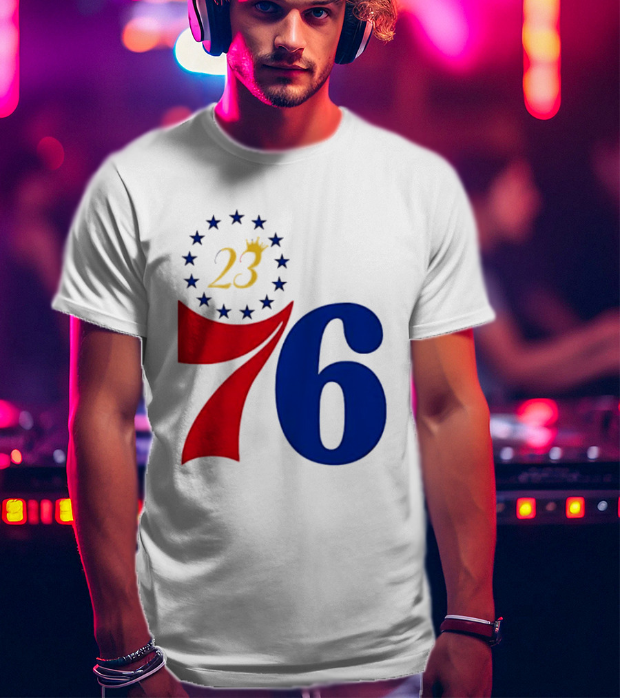 LeBron James 23 Philadelphia 76ers Inspired Number Stars T-Shirt