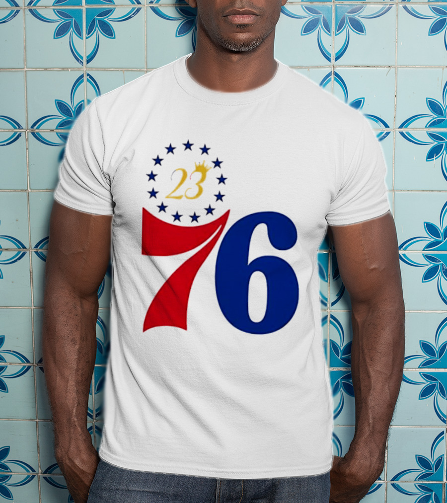 LeBron James 23 Philadelphia 76ers Inspired Number Stars T-Shirt