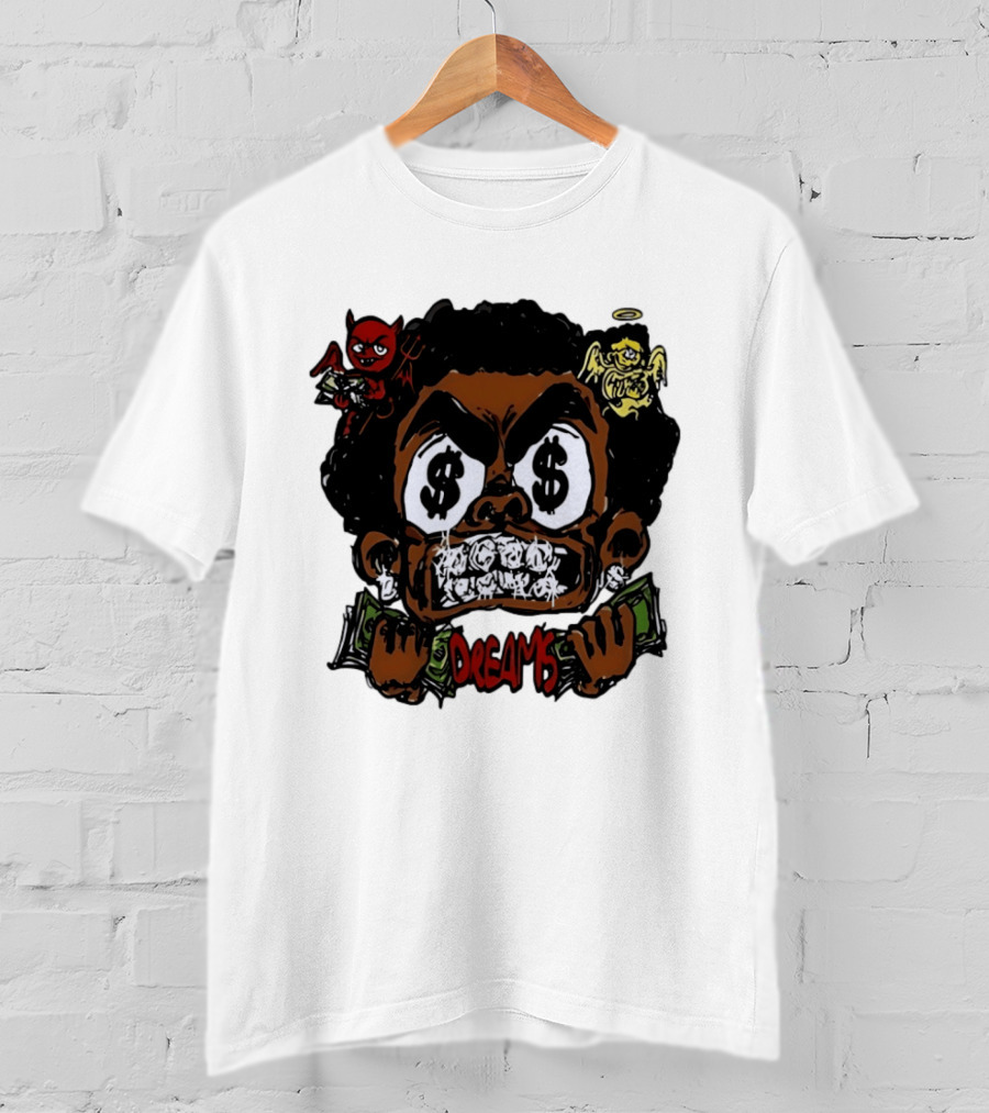 Dreams Money Cartoon Streetwear Dollar Eye Angel Devil T-Shirt