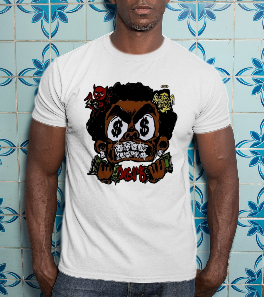 Dreams Money Cartoon Streetwear Dollar Eye Angel Devil T-Shirt