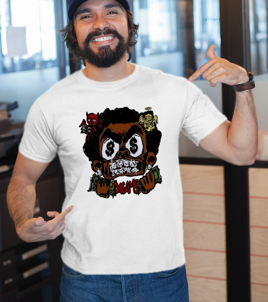 Dreams Money Cartoon Streetwear Dollar Eye Angel Devil T-Shirt