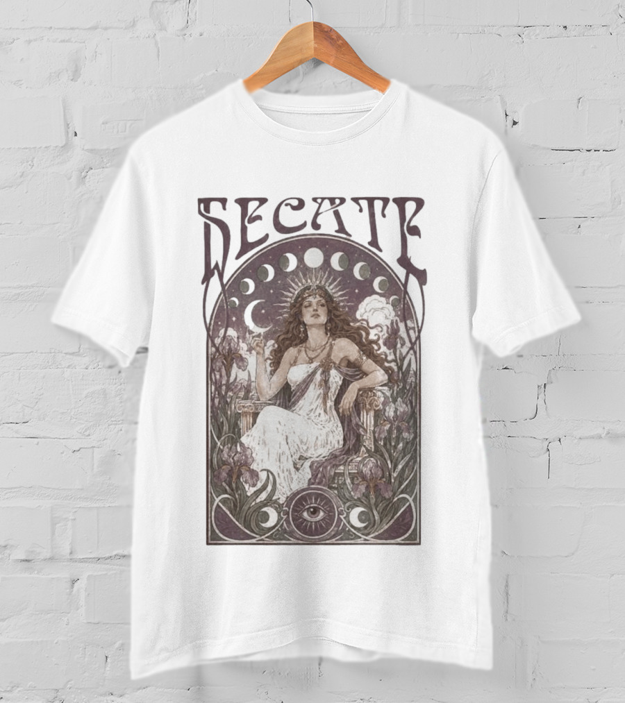 Hecate Goddess Moon Phases Magic Feminist Witch Pagan Crossroads Key Goth Grunge T-Shirt