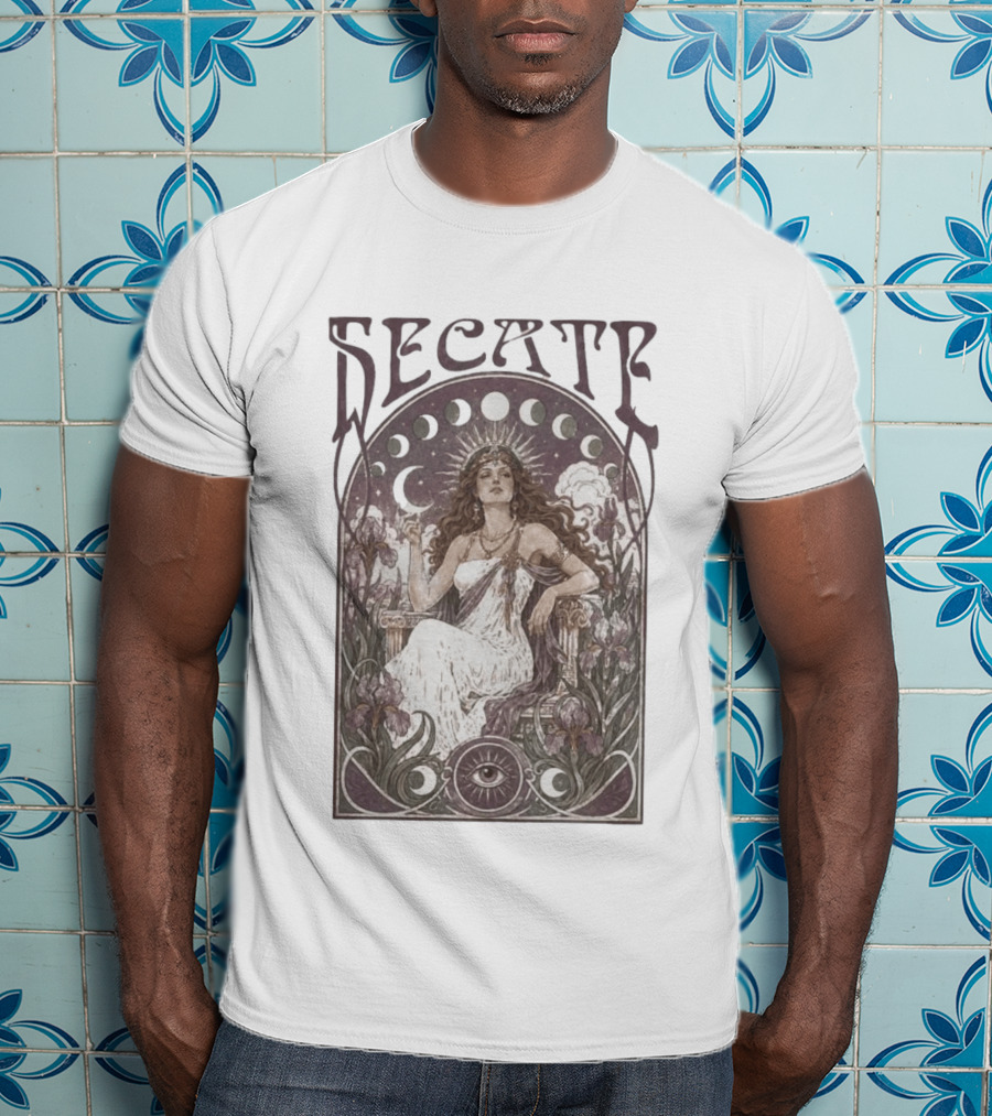 Hecate Goddess Moon Phases Magic Feminist Witch Pagan Crossroads Key Goth Grunge T-Shirt