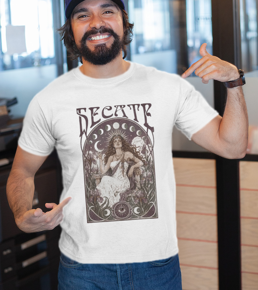 Hecate Goddess Moon Phases Magic Feminist Witch Pagan Crossroads Key Goth Grunge T-Shirt