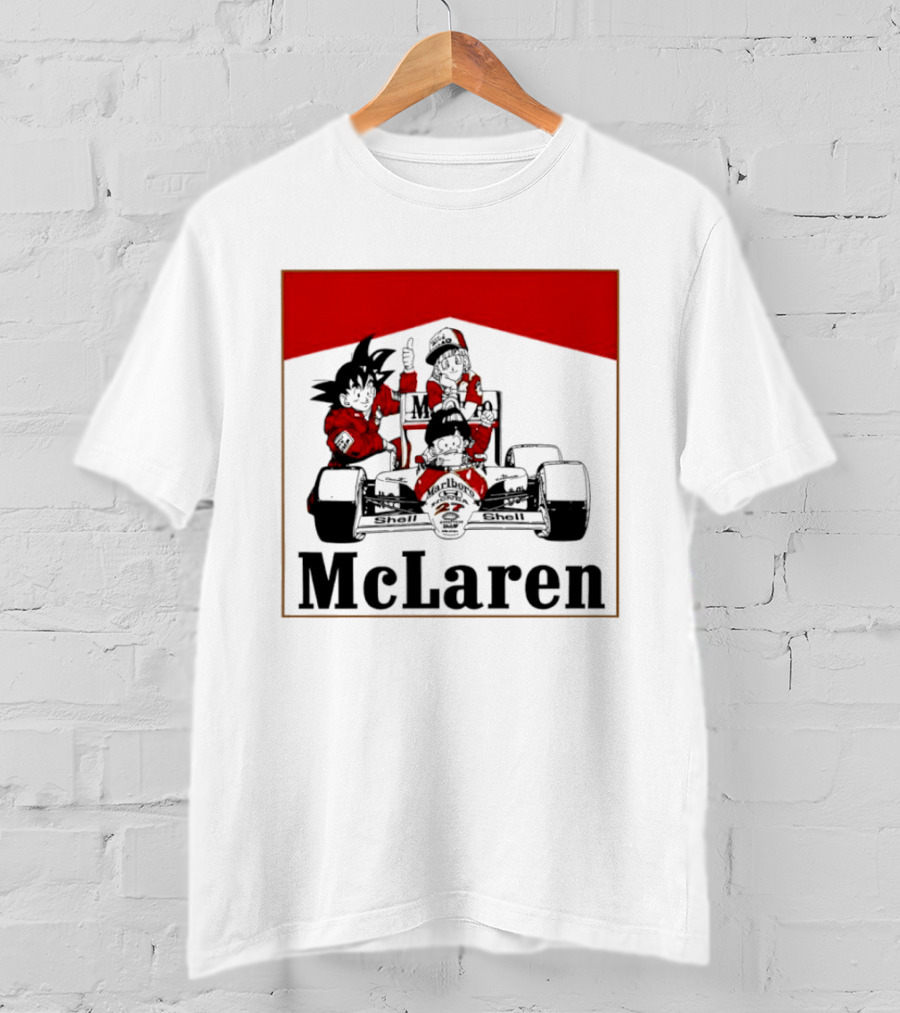 Goku Bulma Senbei McLaren Honda Marlboro Shell 27 Anime Racing Team Formula 1 T-Shirt