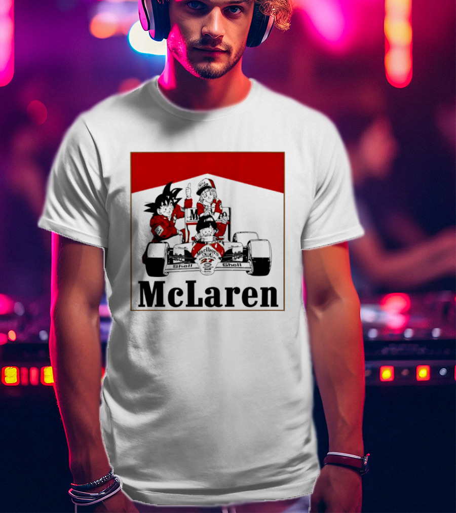 Goku Bulma Senbei McLaren Honda Marlboro Shell 27 Anime Racing Team Formula 1 T-Shirt