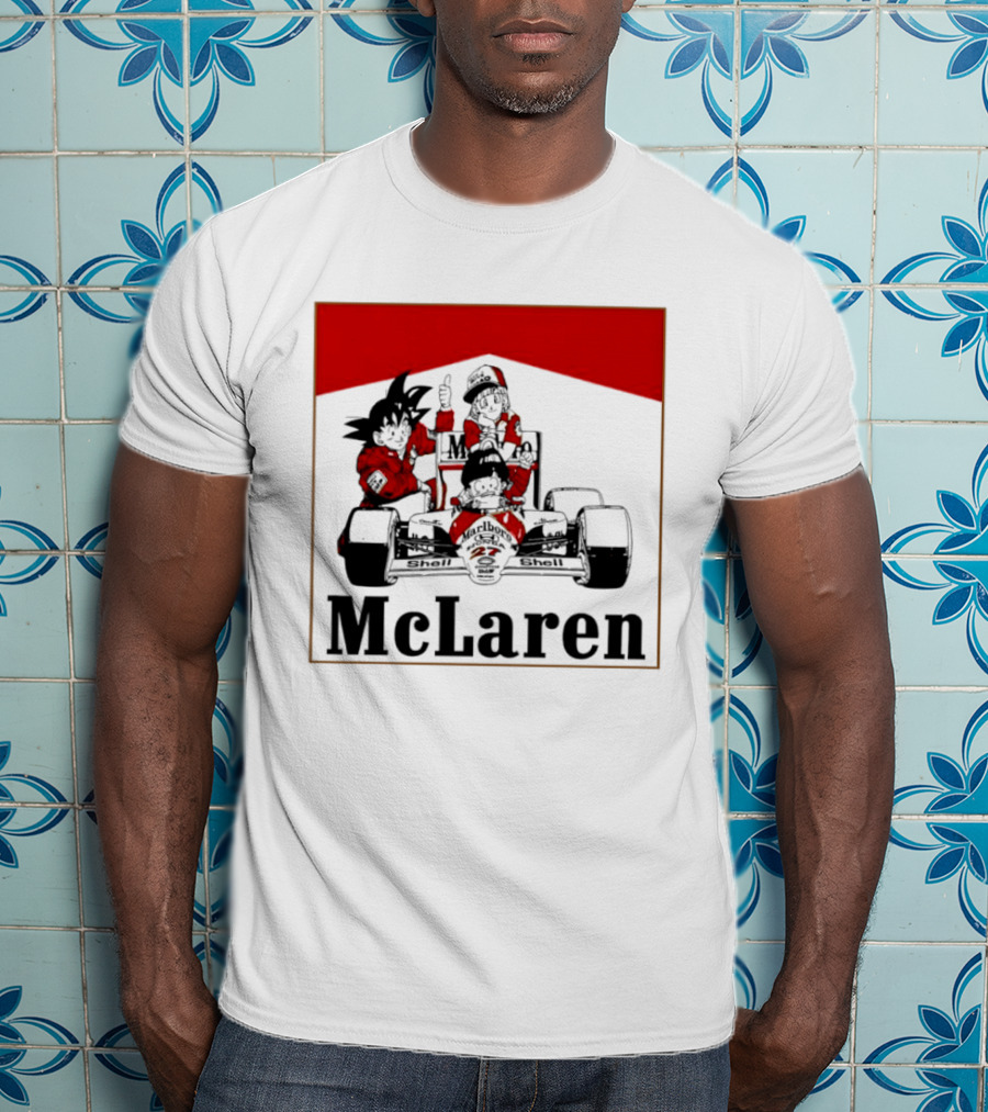 Goku Bulma Senbei McLaren Honda Marlboro Shell 27 Anime Racing Team Formula 1 T-Shirt