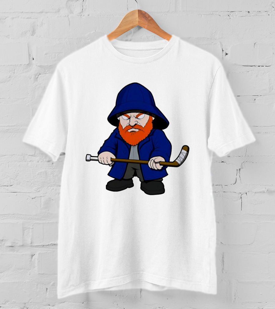 New Islanders Bearded Fisherman Cartoon Hockey Player T-Shirt