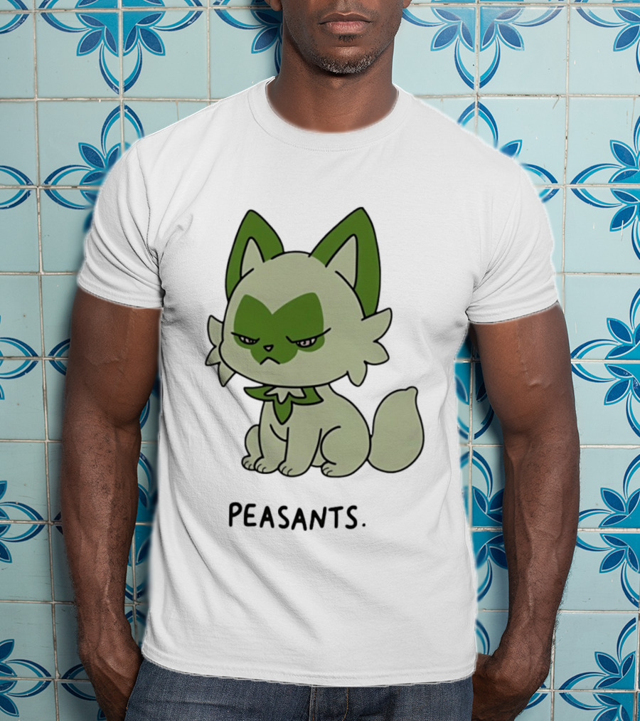 Sprigatito Peasants Meme Pokemon Cat Image Text Purr Delusion T-Shirt