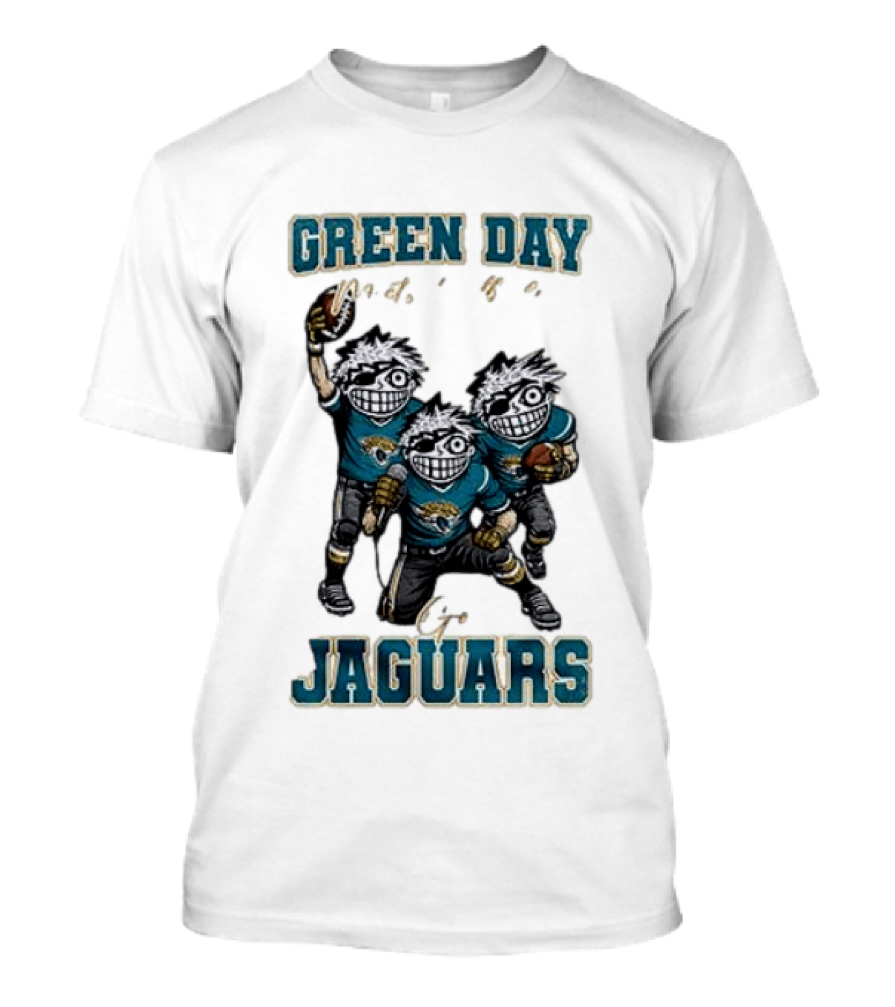 Green Day Jacksonville Jaguars Crossover With Football Characters T-Shirt