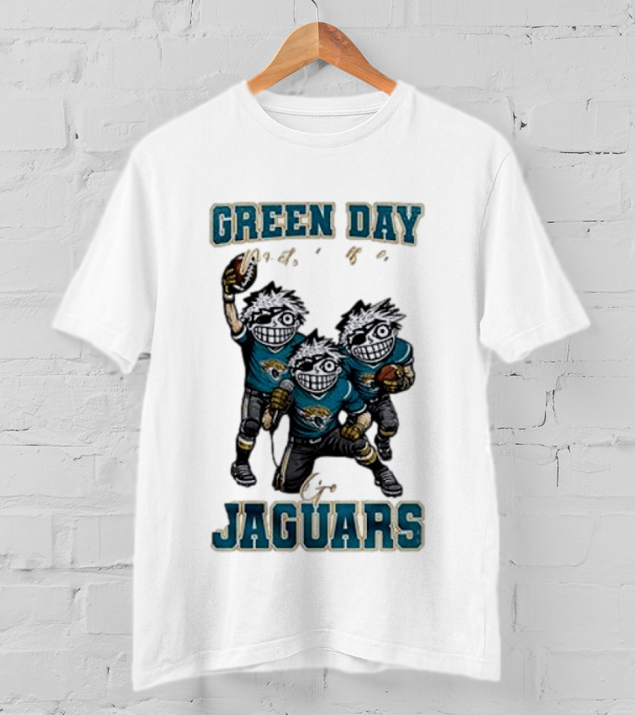 Green Day Jacksonville Jaguars Crossover With Football Characters T-Shirt