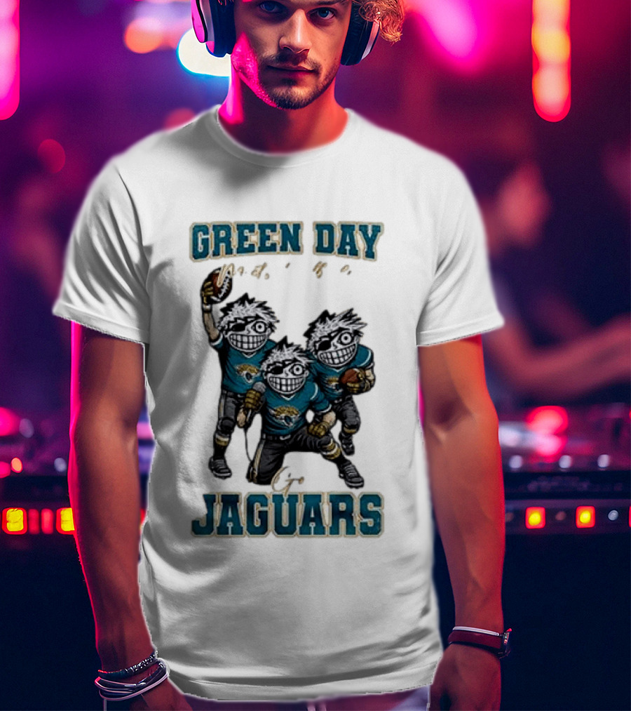 Green Day Jacksonville Jaguars Crossover With Football Characters T-Shirt