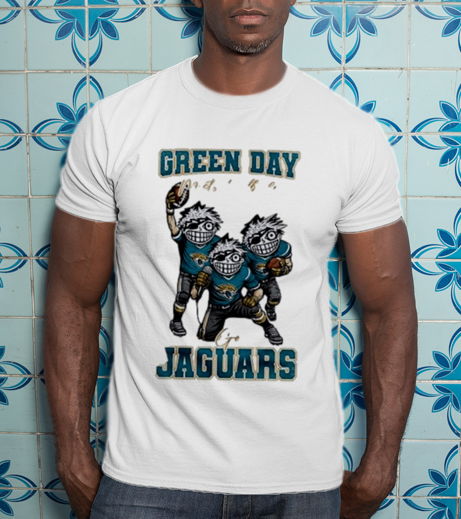 Green Day Jacksonville Jaguars Crossover With Football Characters T-Shirt