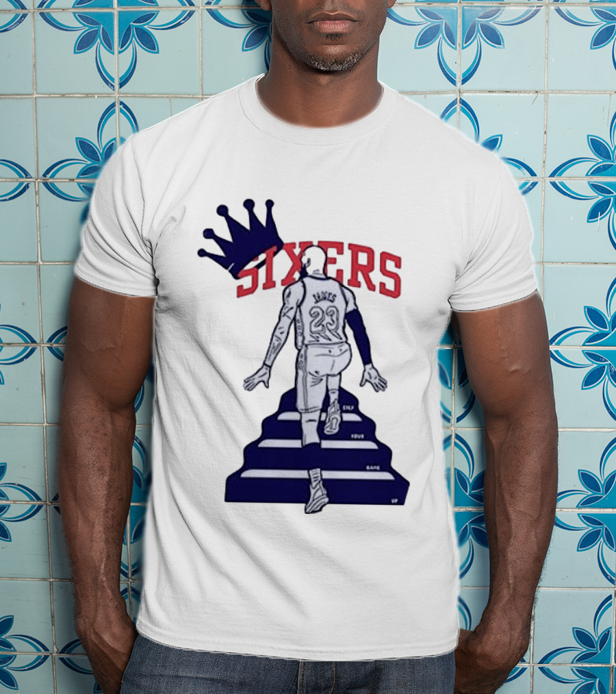 Philadelphia 76ers Sixers Lebron James Crowned Steps Silhouette 23 T-Shirt