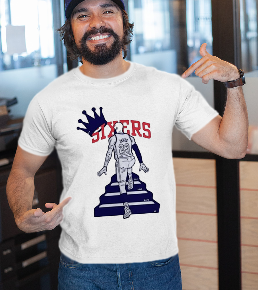 Philadelphia 76ers Sixers Lebron James Crowned Steps Silhouette 23 T-Shirt