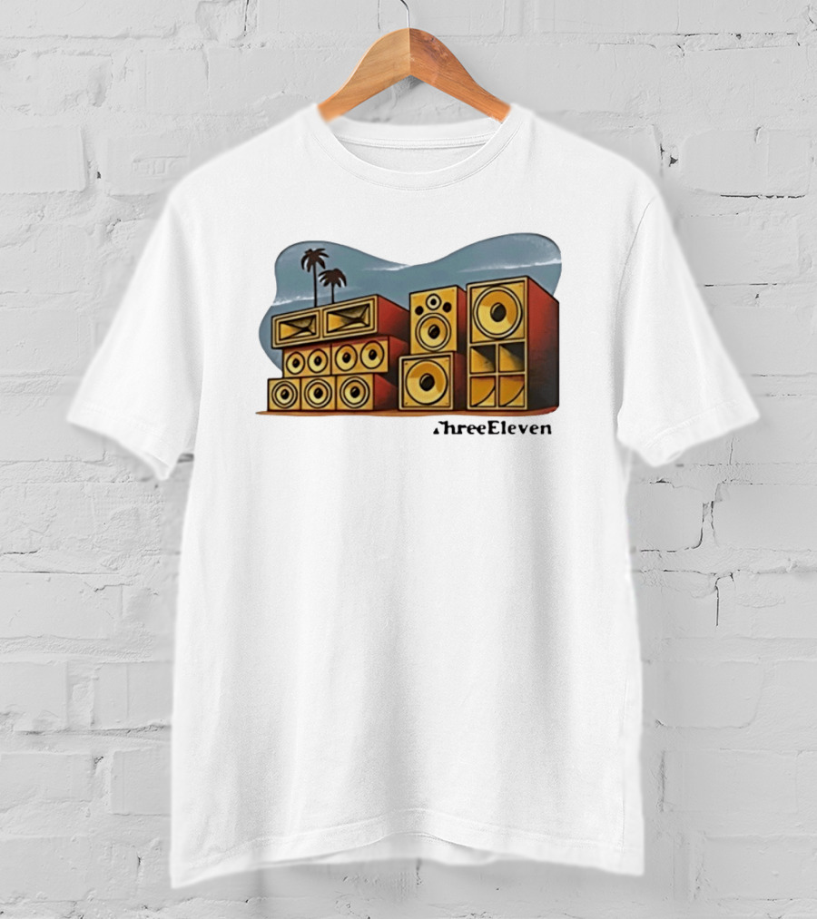 ThreeEleven Sound System Speaker Stack Reggae With Palm Trees T-Shirt