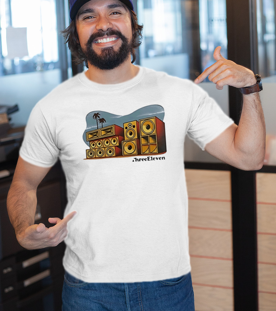 ThreeEleven Sound System Speaker Stack Reggae With Palm Trees T-Shirt