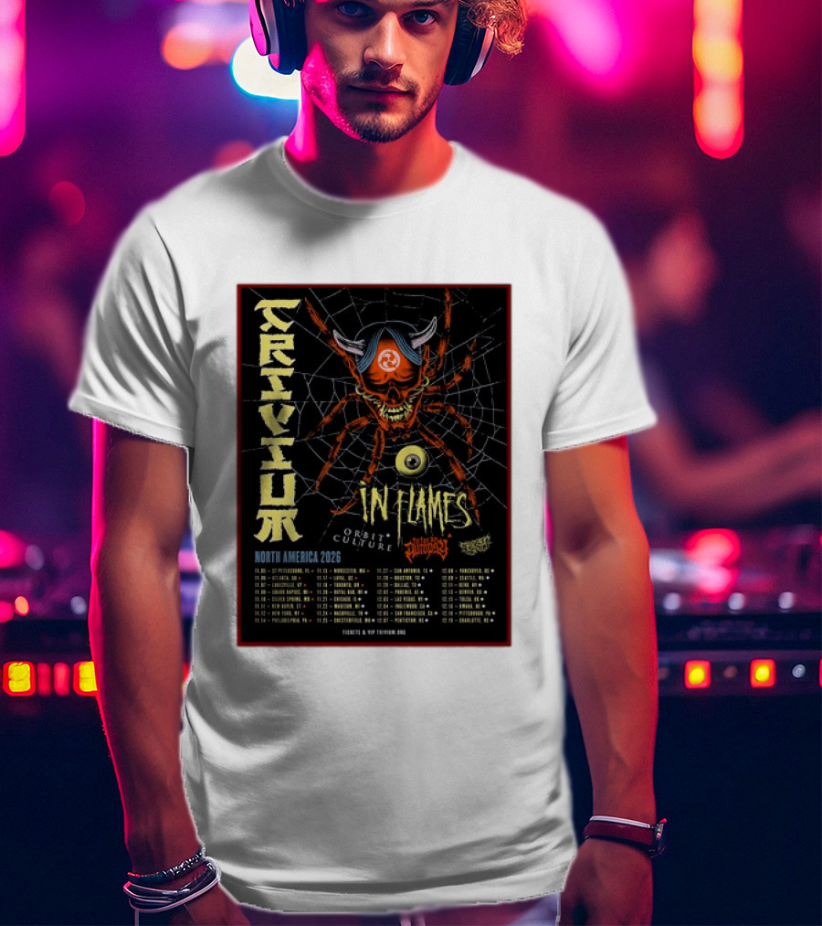 Trivium In Flames Orbit Culture Fit For An Autopsy North America 2026 Tour Dates And Locations T-Shirt