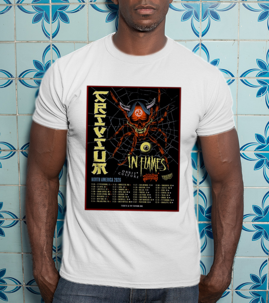 Trivium In Flames Orbit Culture Fit For An Autopsy North America 2026 Tour Dates And Locations T-Shirt