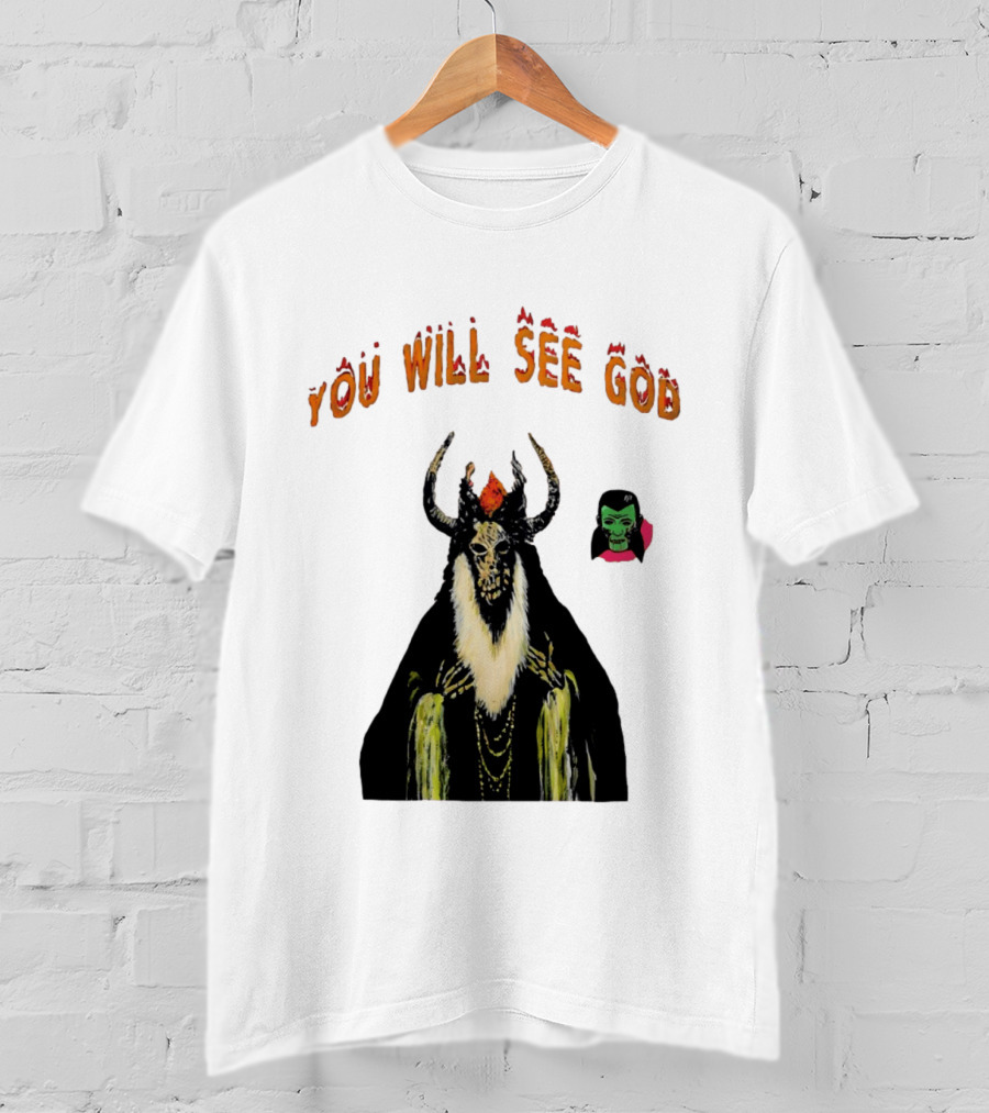 You Will See God Demon Occult Satanic Horror Green Masked Face T-Shirt